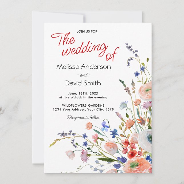 Elegant blombröllop inbjudningar (Framsida)