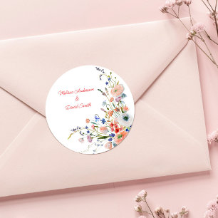 Elegant blombröllop runt klistermärke