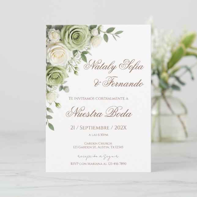 Elegant blombröllopsinbjudan inbjudningar (Stående Fram)