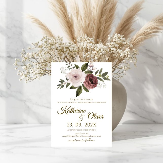 Elegant blombröllopsinbjudan inbjudningar (Skapare uppladdad)
