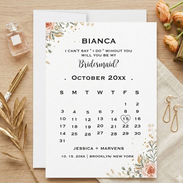 Elegant blomkalender brudtärna förfrågan   inbjudningar (Skapare uppladdad)