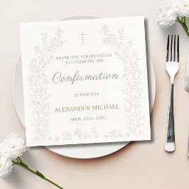 Elegant blomkors bekräftelse tack pappersservett