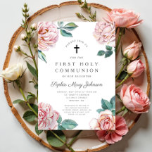 Elegant blomkors flicka första kommunion