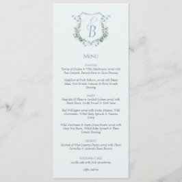 Elegant blomkransmonogram bröllop meny