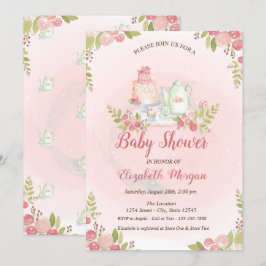 Elegant blomkruka för baby shower-inbjudan inbjudningar