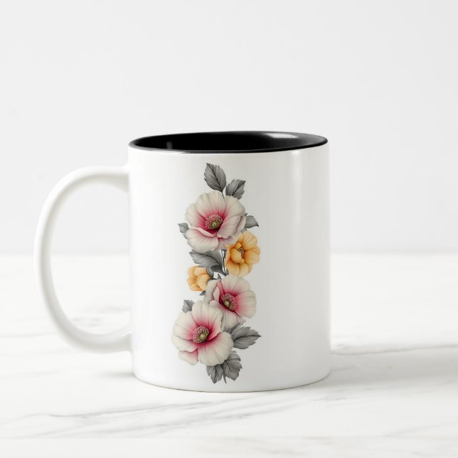 Elegant blomkruksmunstycke  Två-Tonad mugg (Vänster)