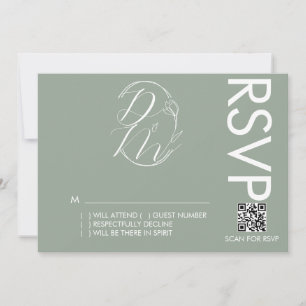 Elegant blomlogo vigsel grön RSVP-kort Inbjudningar