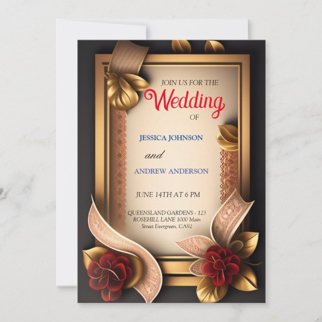 elegant blomma 3d-kort inbjudningar (Framsida)