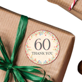 Elegant blomma 60-årsfest Blommig 60-årsdag Runt Klistermärke