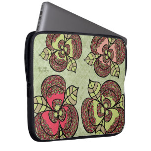 Elegant Blomma Blommig Designer Bärbar Dator Fodra Laptop Sleeve