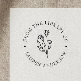 Elegant blomma från bibliotekets exlibris självfärgande stämpel