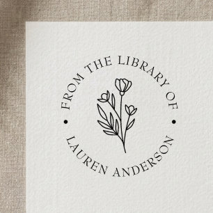 Elegant blomma från bibliotekets exlibris självfärgande stämpel