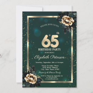Elegant Blomma Guld Ram Stjärnor Grön 65:e Inbjudningar