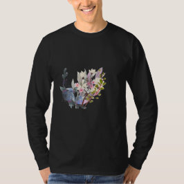 Elegant Blomma Och Blad Linjekonst | Minimal T Shirt
