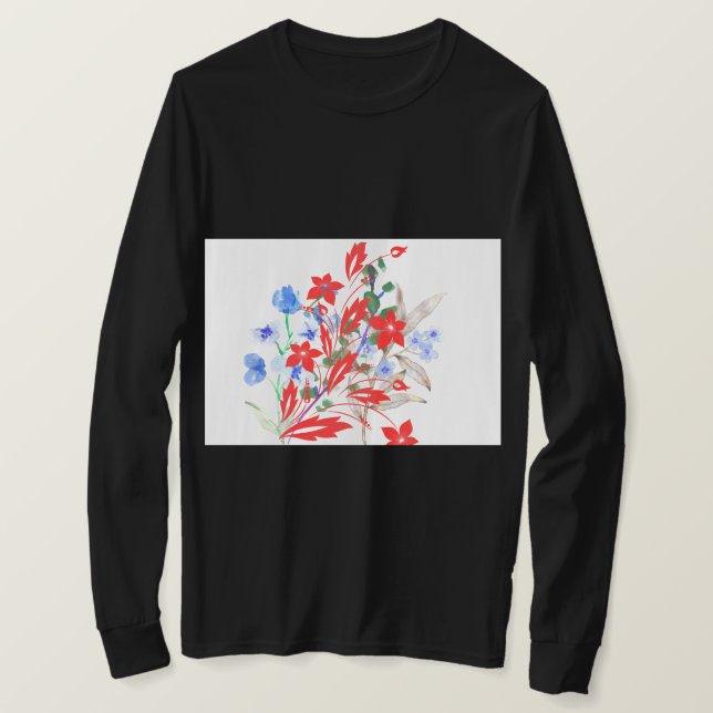 Elegant Blomma och Löv Konst | Minimal  T Shirt (Design framsida)