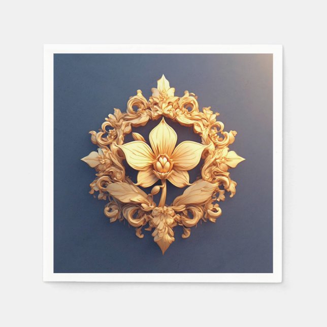 Elegant blomma på Ornate-bakgrund Pappersservett (Framsidan)