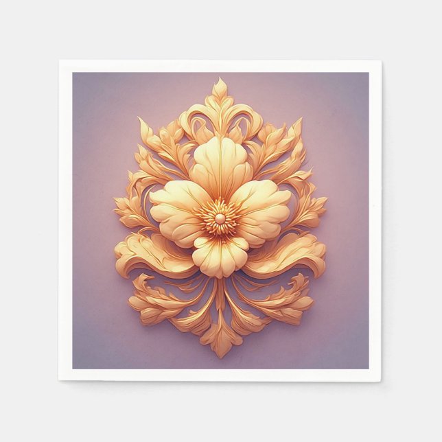 Elegant blomma på Ornate-bakgrund Pappersservett (Framsidan)