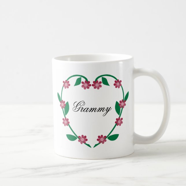 Elegant blommaHjärta-Grammy Kaffemugg (Höger)