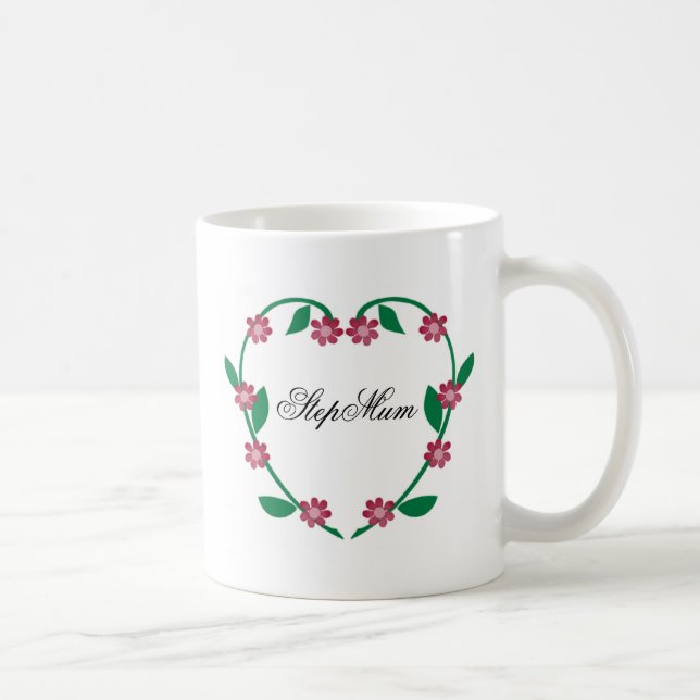 Elegant blommaHjärta-StepMum Kaffemugg (Höger)
