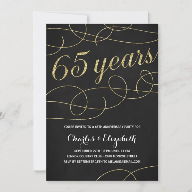 Elegant blommande | 65en Faux Gold Foil - årsdag Inbjudningar (Framsida)