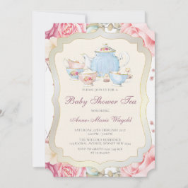 Elegant blommande baby shower te inbjudningar