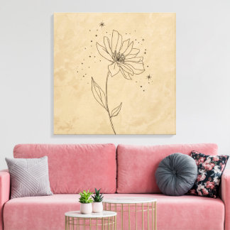Elegant blommande blommakonsttryck | Minimalistisk Canvastryck