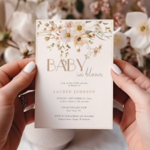 Elegant blommande blomsterflicka baby shower inbjudningar