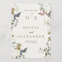 Elegant blommande bröllops-Save the Date | Akvarel