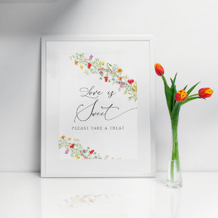 Elegant blommande bröllopsdusch kärlek är sött aff poster