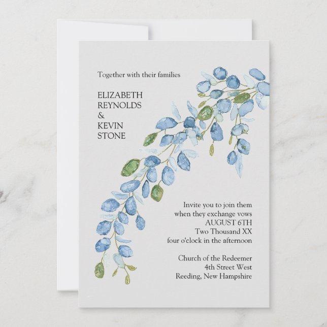 Elegant blommande bröllopsinbjudan inbjudningar (Framsida)