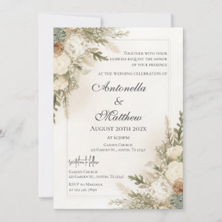 Elegant blommande bröllopsinbjudan inbjudningar