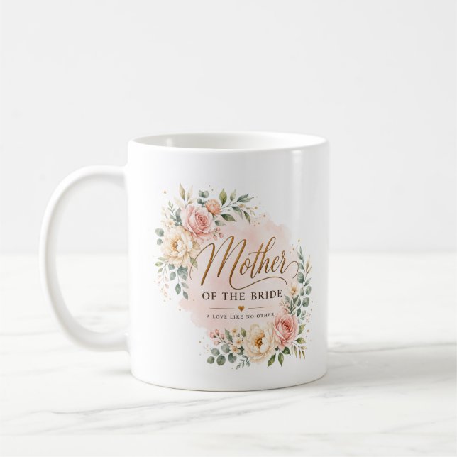 Elegant blommande brudens mor anpassad bröllops- kaffemugg (Vänster)