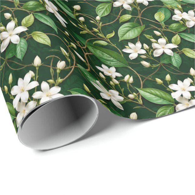 Elegant blommande jasminrankor presentpapper (Rullad Hörn)