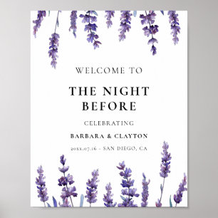 Elegant blommande lavendel Kvällen före välkommen Poster