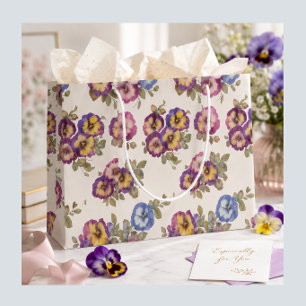 Elegant blommande penséer presentpåse för henne