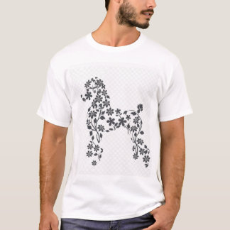 Elegant blommande pudel siluett - konstnärlig hund t shirt