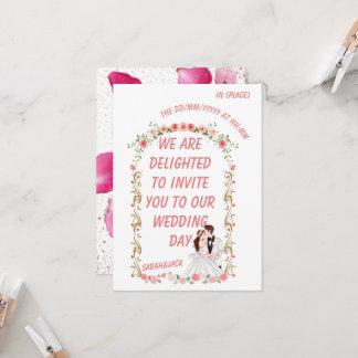 Elegant blommande rosa bröllopsinbjudan inbjudningar