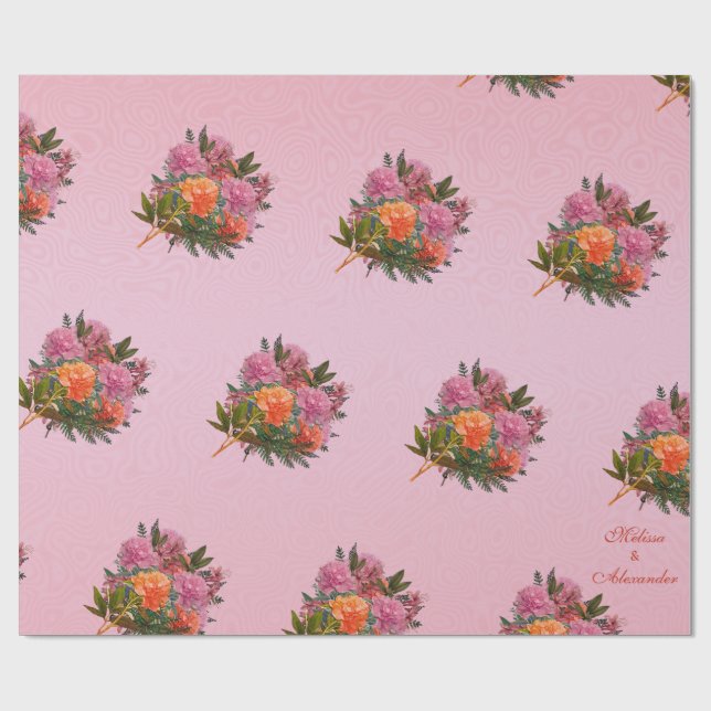 Elegant blommande rosa peony enkel presentpapper (Platt)