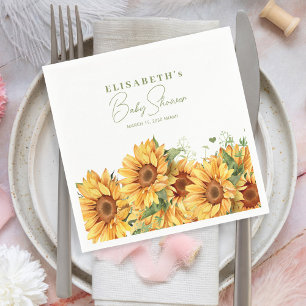 Elegant blommande solros baby shower pappersservett