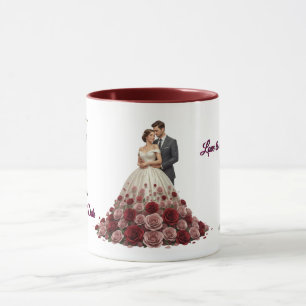 Elegant blommande vigselpar kaffemugg