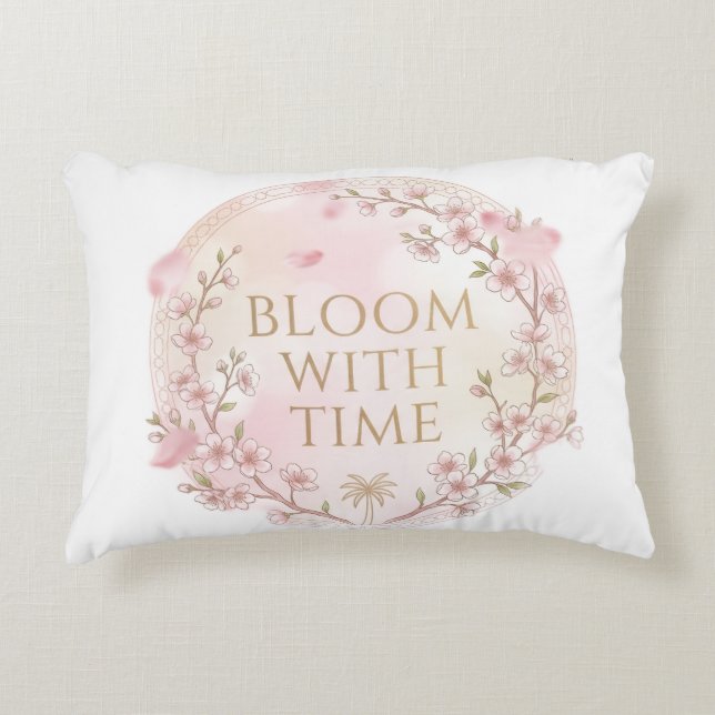 Elegant "Blommar med tiden" blomsterkudde Prydnadskudde (Framsidan)