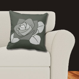 Elegant Blommar Ro om Grått Kudde