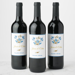 Elegant Blommetikett Vin och mousserande Vin Vinflaska Etikett