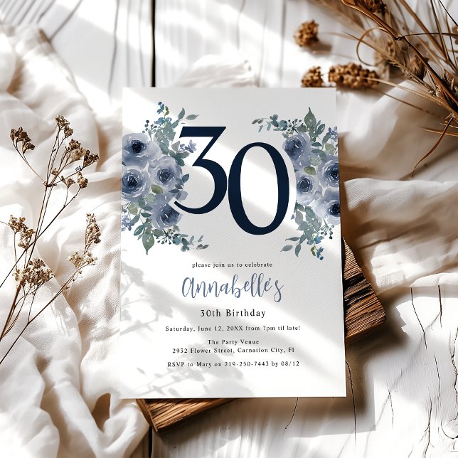 Elegant Blommig 30-årsfest Inbjudningar (Skapare uppladdad)