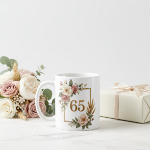 Elegant Blommig 65-årsdag Anpassat Namn & Datum Kaffemugg