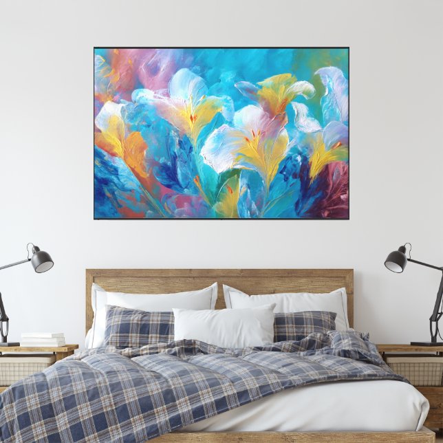 Elegant Blommig Abstrakt Väggkonst Dekoration för  Canvastryck (Insitu (sovrum))