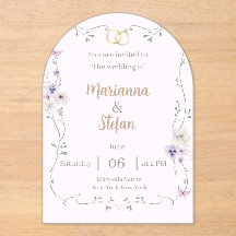 Elegant Blommig Akryl Bröllopsinbjudan Redigerbar