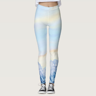Elegant Blommig Akvarell i Blått Leggings