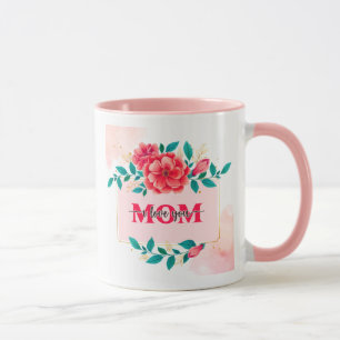 Elegant Blommig Akvarell "MAMMA Jag älskar dig" Mo Mugg