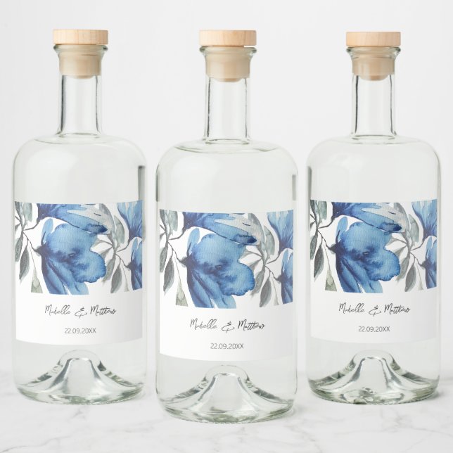 Elegant Blommig Akvarell Personlig Spritflaskor Etikett (Flaskor)